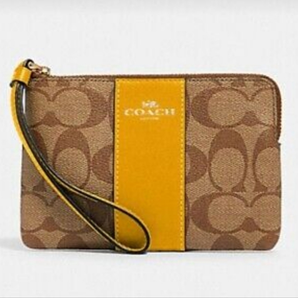 NWOT Coach Corner Zip Wristlet Signature Canvas - Picture 1 of 8